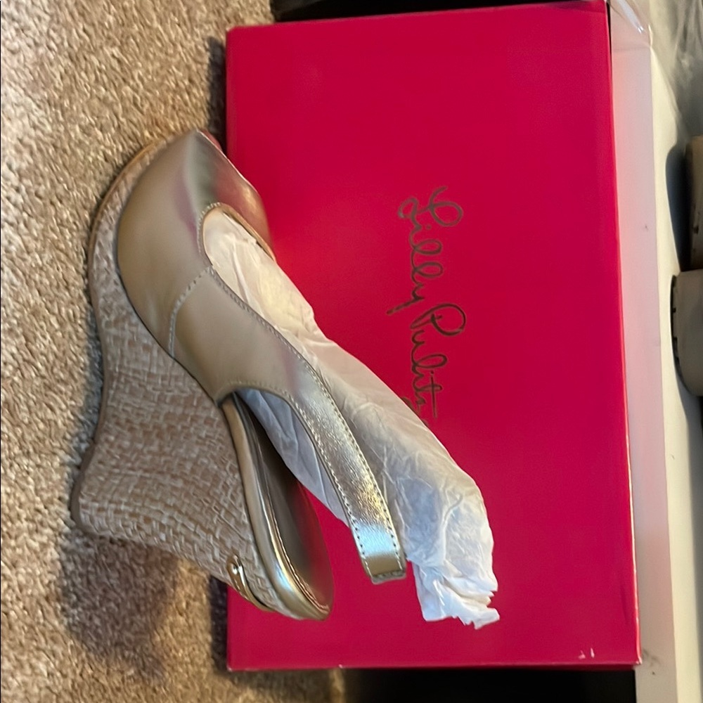 Lilly Pulitzer Gold Wedge Sandals